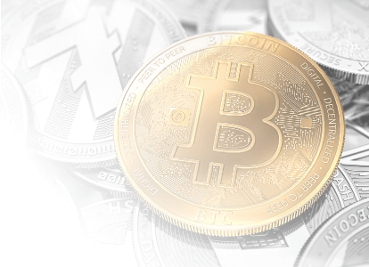 Bitcoin token atop stack of other crypto tokens