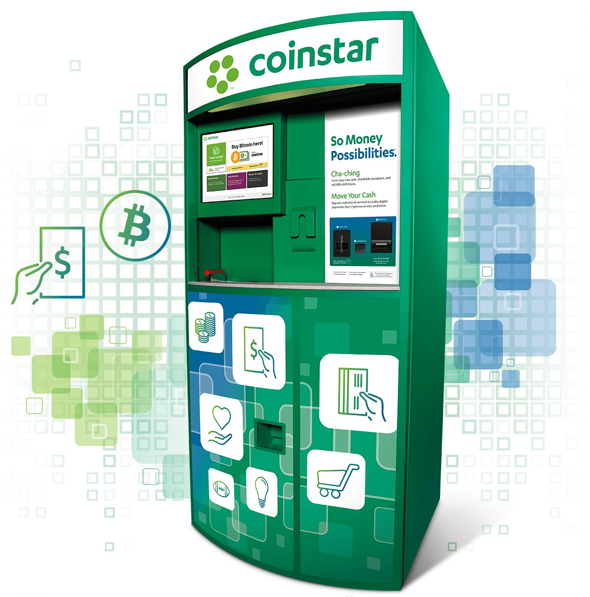 Cash in coins at Coinstar.